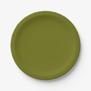 Solid colour olive green paper plate