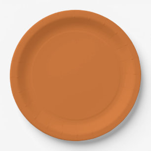 Solid colour plain burnt orange cinnamon paper plate