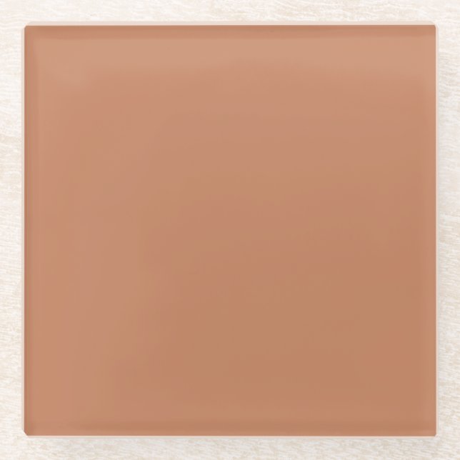 Solid colour plain Copper brown Glass Coaster (Front)