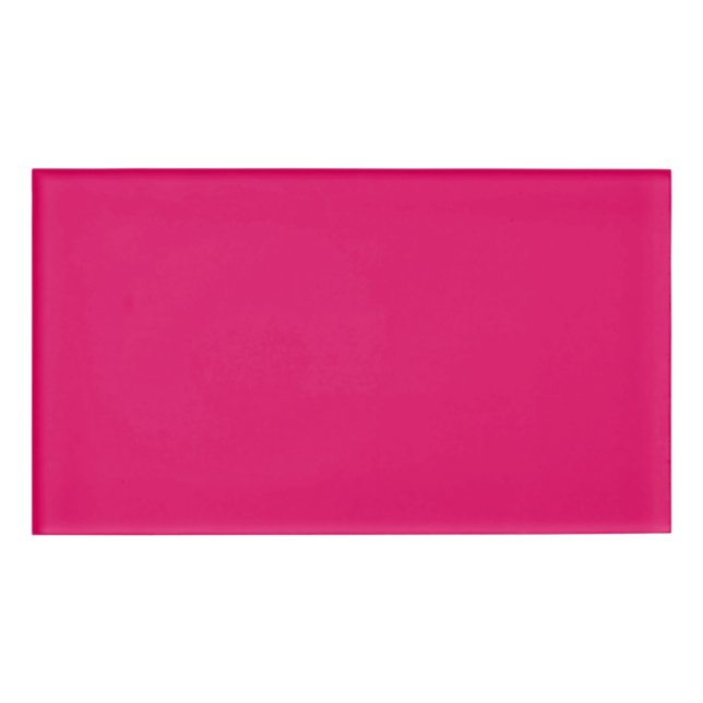 Solid colour plain dark bright pink name tag (Front)