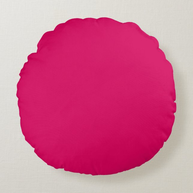 Solid colour plain dark bright pink round cushion (Front)