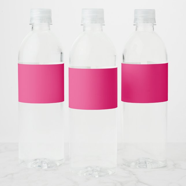 Solid colour plain dark bright pink water bottle label (Bottles)