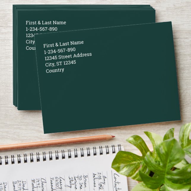 Solid colour plain dark emerald green envelope (Stacked)