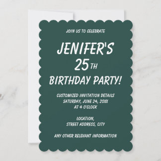 Solid colour plain dark emerald green invitation