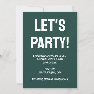 Solid colour plain dark emerald green invitation