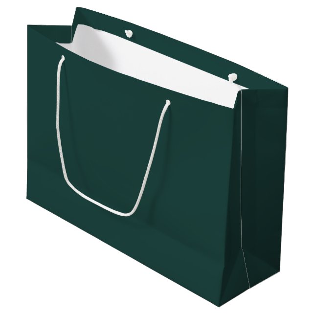 Solid colour plain dark emerald green large gift bag (Front Angled)