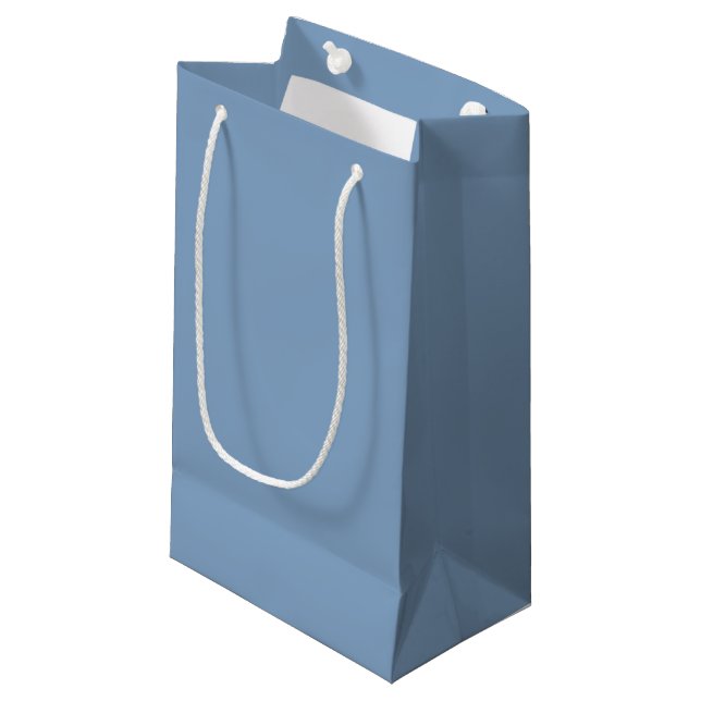 Solid colour plain dusty blue pastel small gift bag (Front Angled)