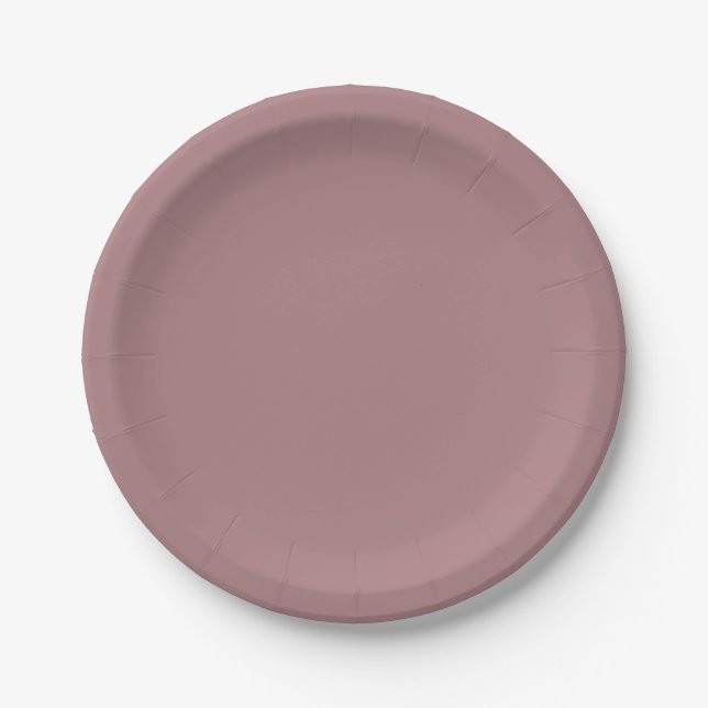 Solid colour plain dusty rose paper plate (Front)