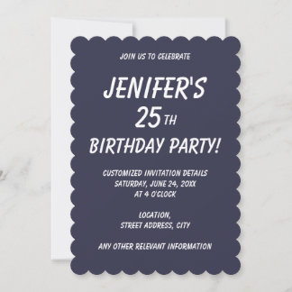 Solid colour plain Evening dark Blue Invitation