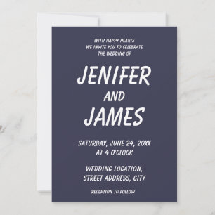Solid colour plain Evening dark Blue Invitation