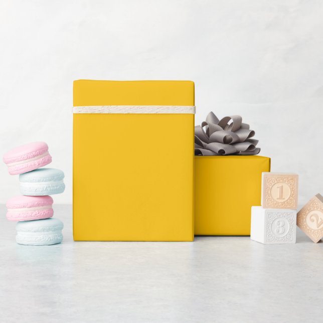 Solid colour plain hot yellow freesia wrapping paper (Baby Shower)