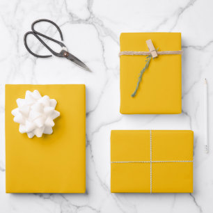 Solid colour plain hot yellow freesia wrapping paper sheet