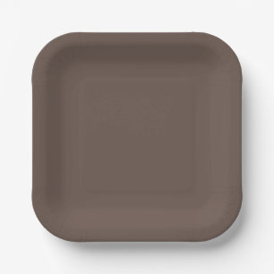 Solid colour plain medium taupe pastel brown paper plate