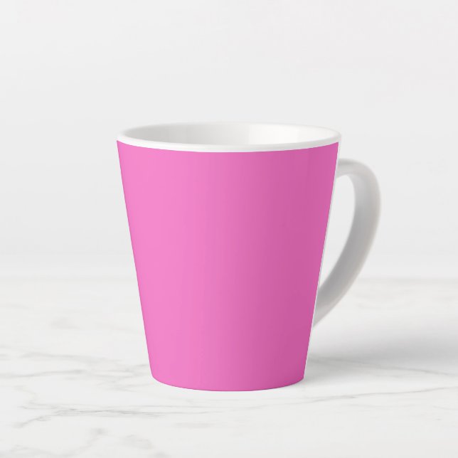 Solid colour plain orchid bright pink latte mug (Right Angle)