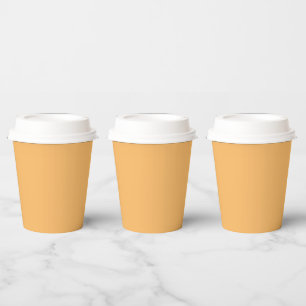 Solid colour plain pastel orange topaz paper cups