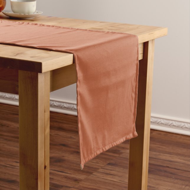  Solid colour plain pastel rust orange Short Table Runner (In Situ)