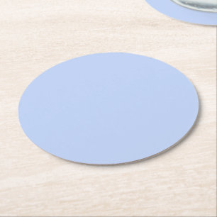 Solid colour plain periwinkle light blue round paper coaster
