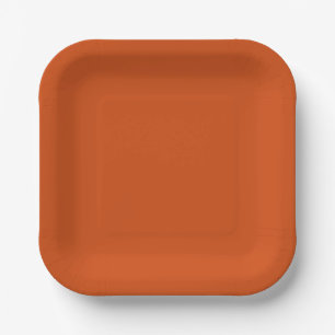 Solid colour plain rusty burnt orange paper plate