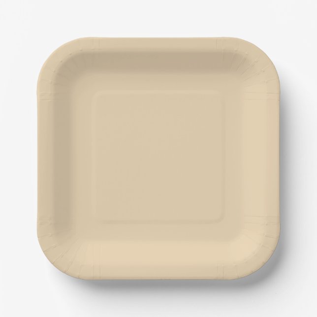 Solid colour plain sand beige dutch white paper plate (Front)