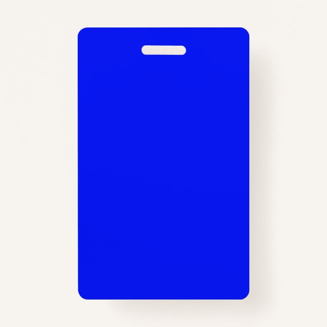 Solid colour plain sapphire bright blue ID badge (Front)