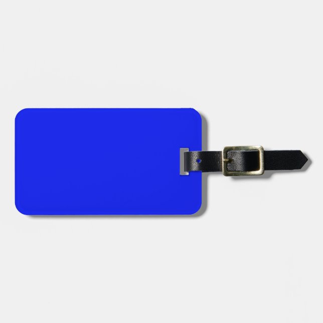 Solid colour plain sapphire bright blue luggage tag (Front Horizontal)