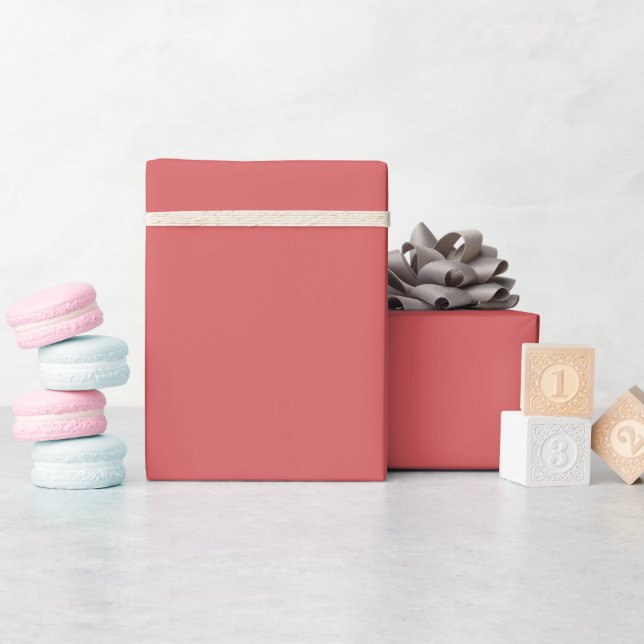 Solid colour plain Spiced Coral red Wrapping Paper (Baby Shower)