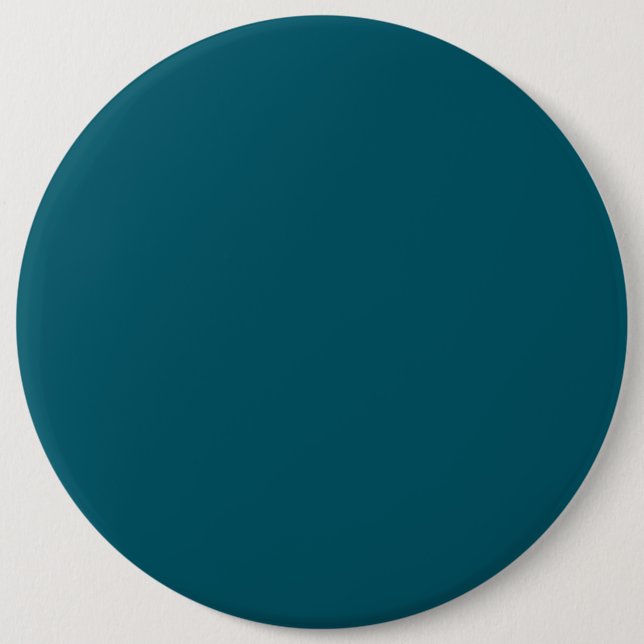 Solid colour plain teal peacock 6 cm round badge (Front)