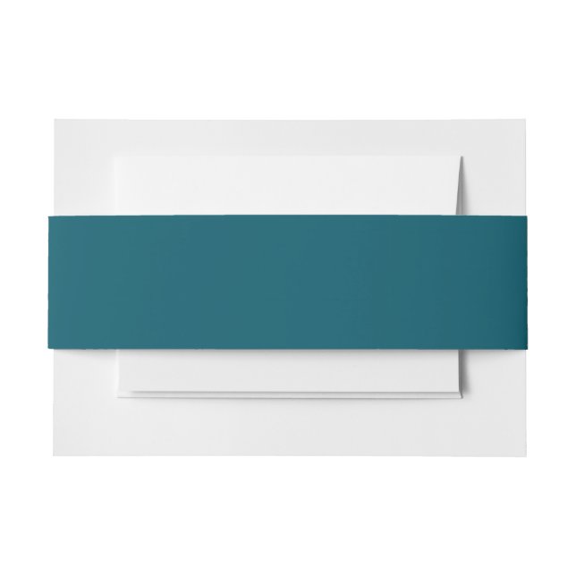 Solid colour plain teal peacock invitation belly band (Front Example)