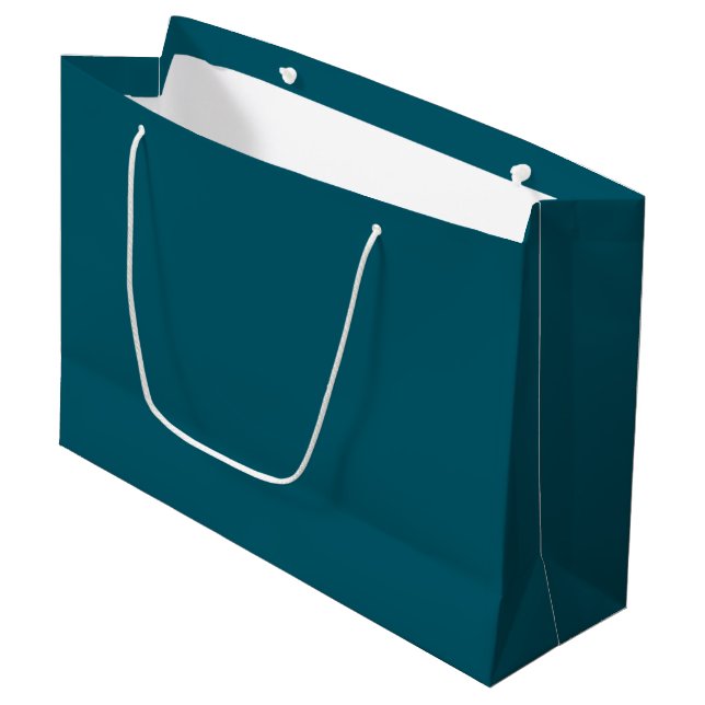 Solid colour plain teal peacock large gift bag (Front Angled)
