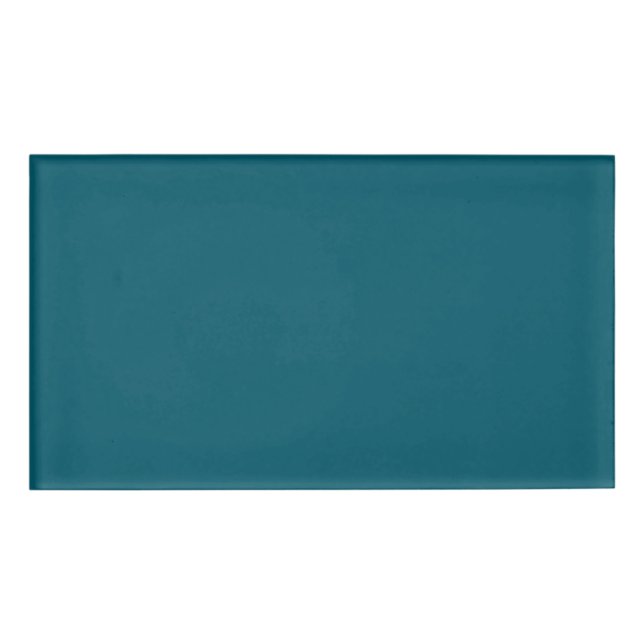Solid colour plain teal peacock name tag (Front)
