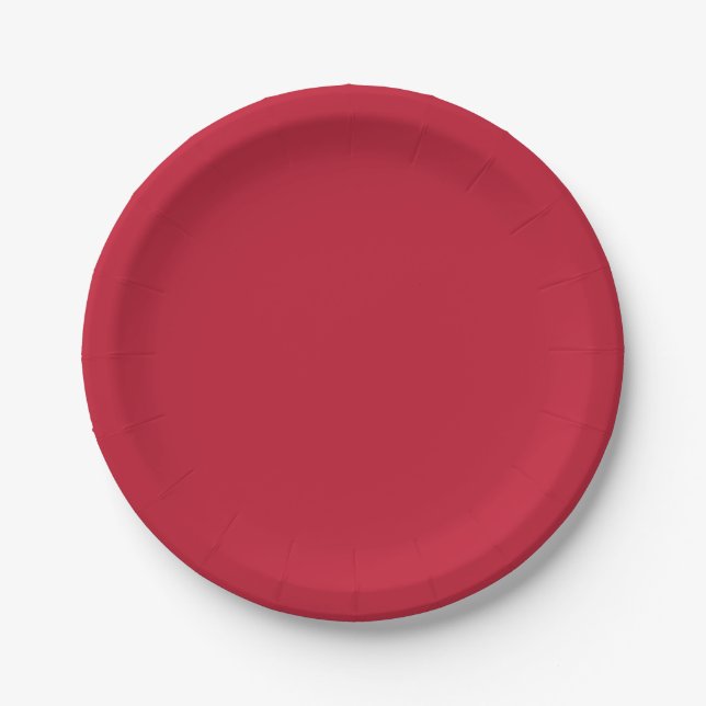 Solid colour plain true red paper plate (Front)