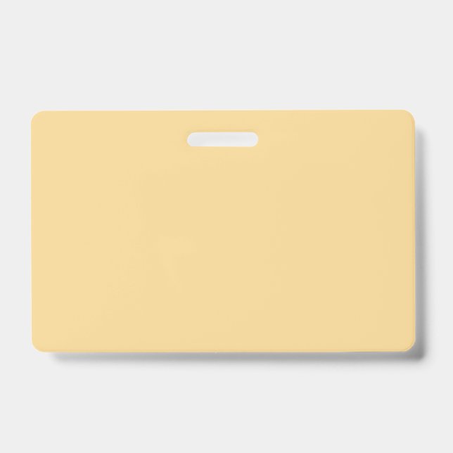 Solid colour plain vintage pale yellow ID badge (Front)