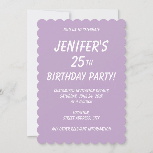Solid colour plain wisteria light purple  invitation (Front)