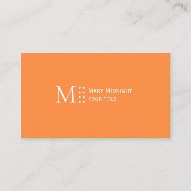  Solid Colour QR code Modern Elegant Bright Orange Business Card (Front)