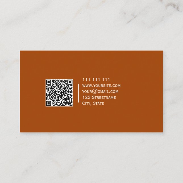  Solid Colour QR code Modern Elegant Roux Business Card (Back)