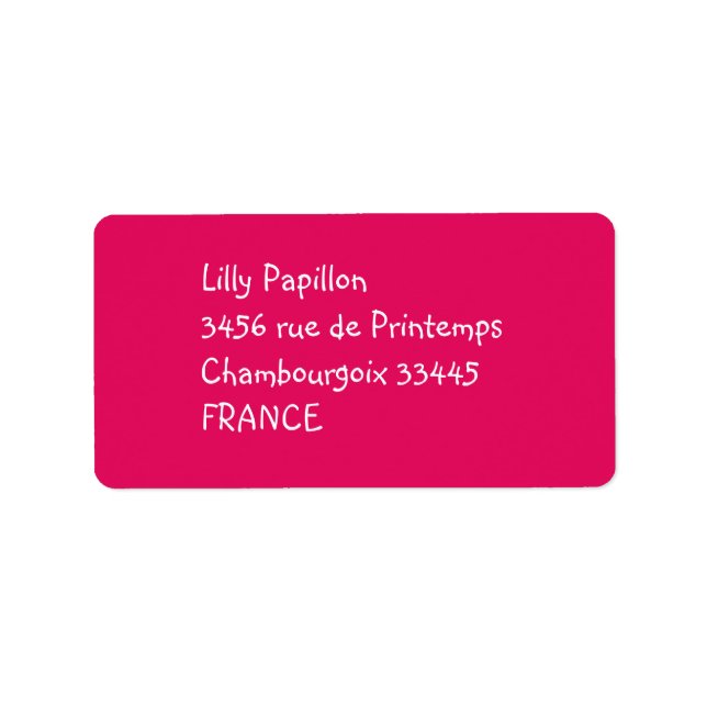 solid colour raspberry label (Front)