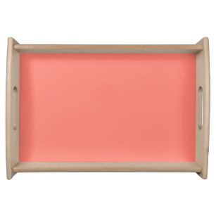 Solid colour salmon coral serving tray