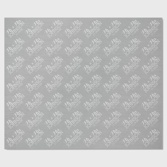 Solid Colour Silver - Mr & Mrs Wedding Favours Wrapping Paper (Flat)