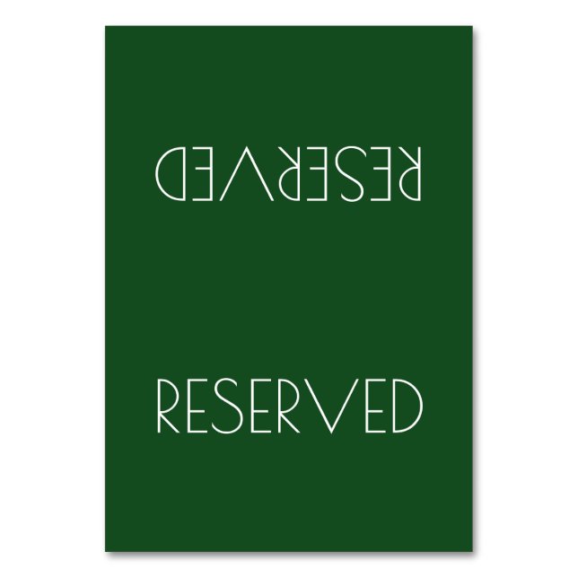 Solid Colour Simple Reserved Seating Tented Sign Table Number (Front)