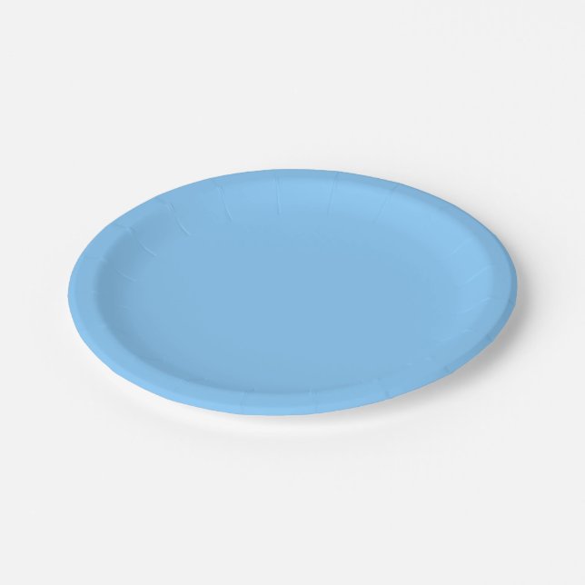 Solid Colour: Sky Blue Paper Plate (Angled)