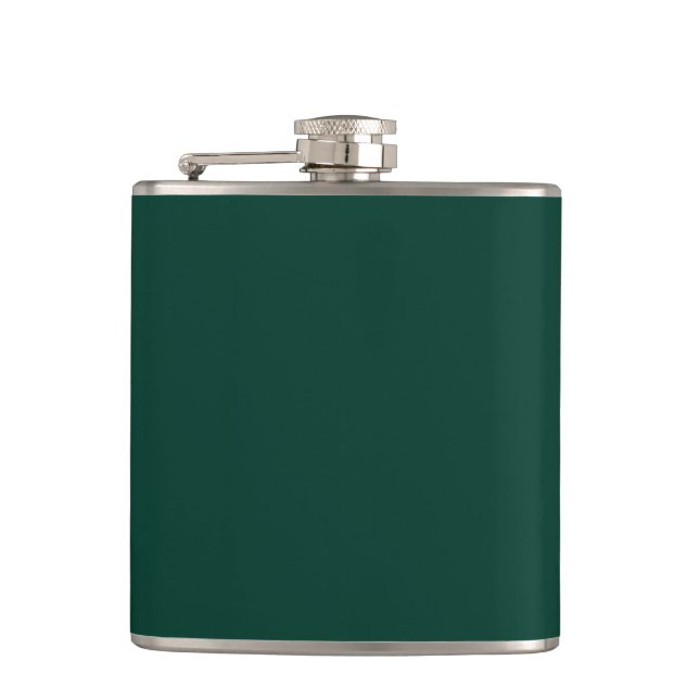 Solid colour spruce dark green hip flask (Front)