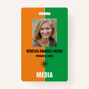 Solid Colours MEDIA PASS - Photo I.D. Badge ID Badge