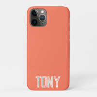 Solid Coral Custom Name Monogram