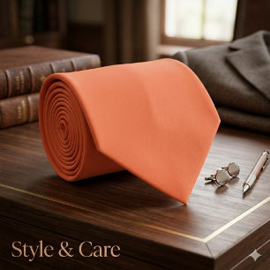 Solid Coral Orange Colour Formal Neck Tie