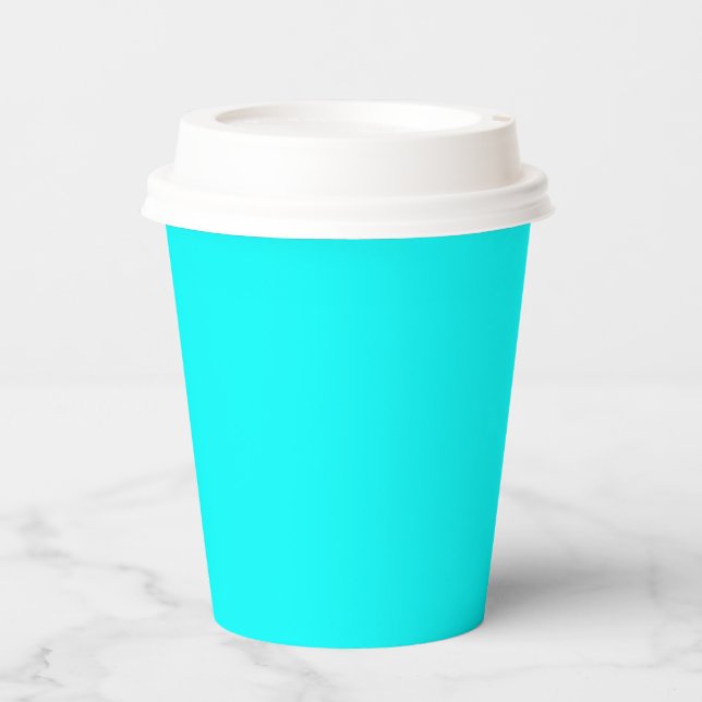 Solid Cyan 8oz Paper Cup with Lid for Events (Front)