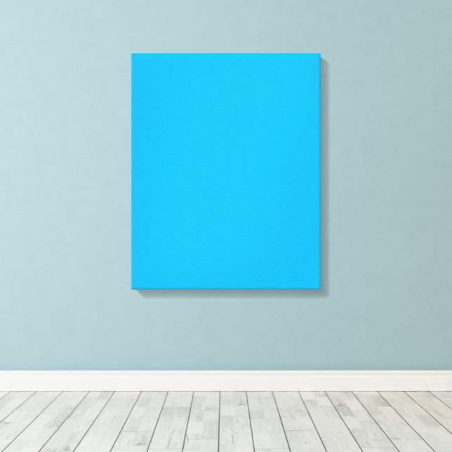 Solid Cyan Blue Background | Summer Minimal Style Canvas Print (Insitu(Wood Floor))
