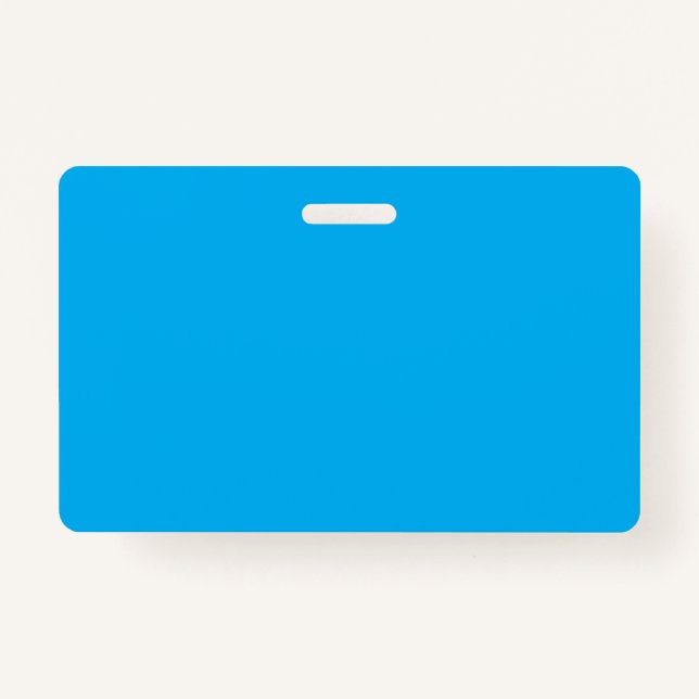 Solid Cyan Blue Background | Summer Minimal Style ID Badge (Back)