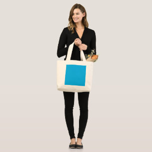 Solid Cyan Blue Background Summer Minimal Style Large Tote Bag