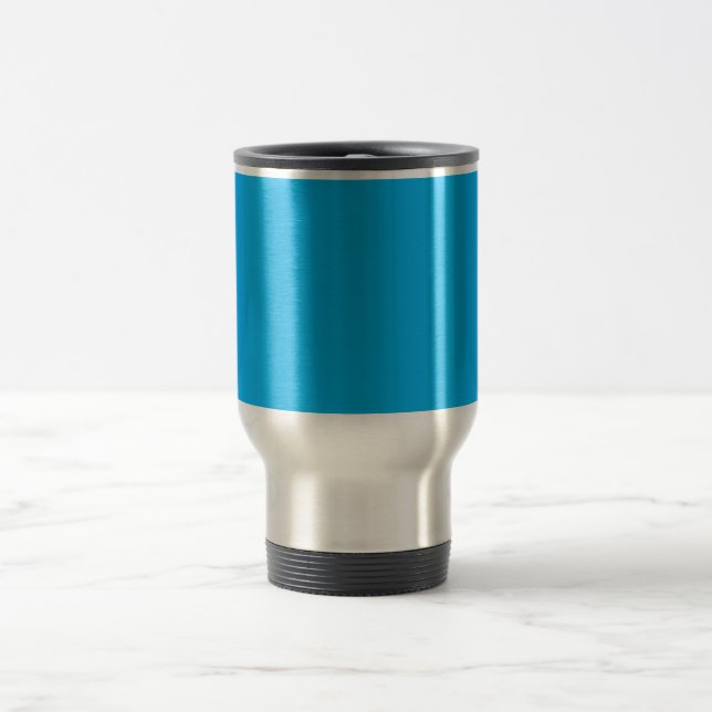 Solid Cyan Blue Background | Summer Minimal Style Travel Mug (Center)