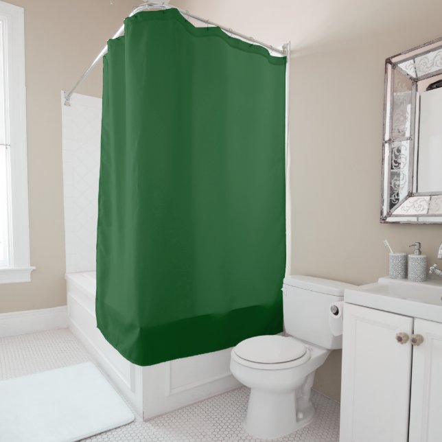 Solid Dark Forest Green Colour Shower Curtain (In Situ)